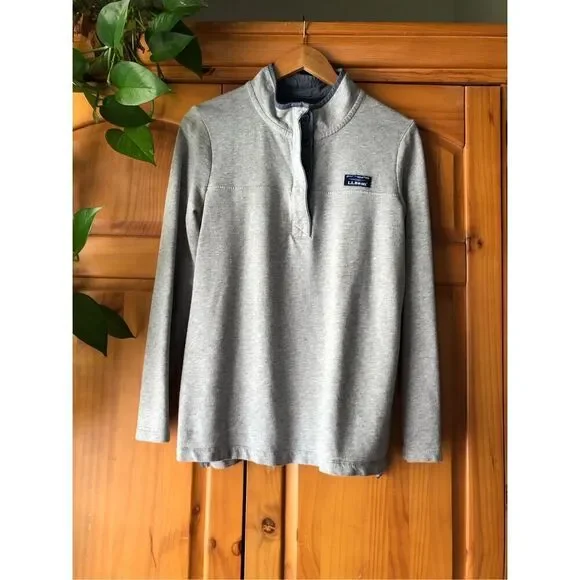 L.L Bean Long Sleeve Henley Sweatshirt Womens Button Cotton SZ L - Picture 1 of 10